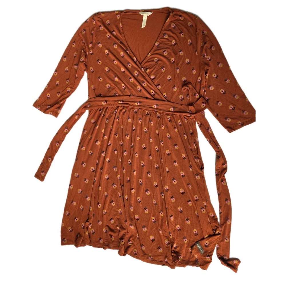 Matilda‎ Jane Casual Dress — Size L — Orange with Pink and Yellow Floral Print